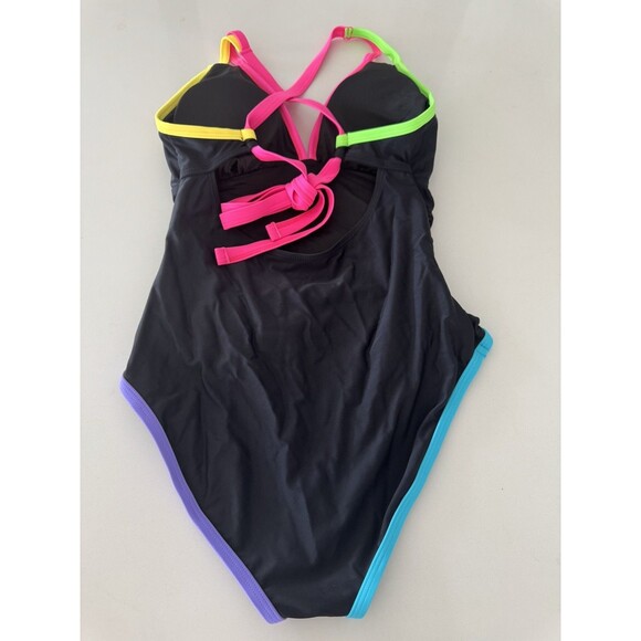 popvil Women's One Piece 2025 Tummy Control Swimsuits Neon Color Block Swimwear - Picture 8 of 14